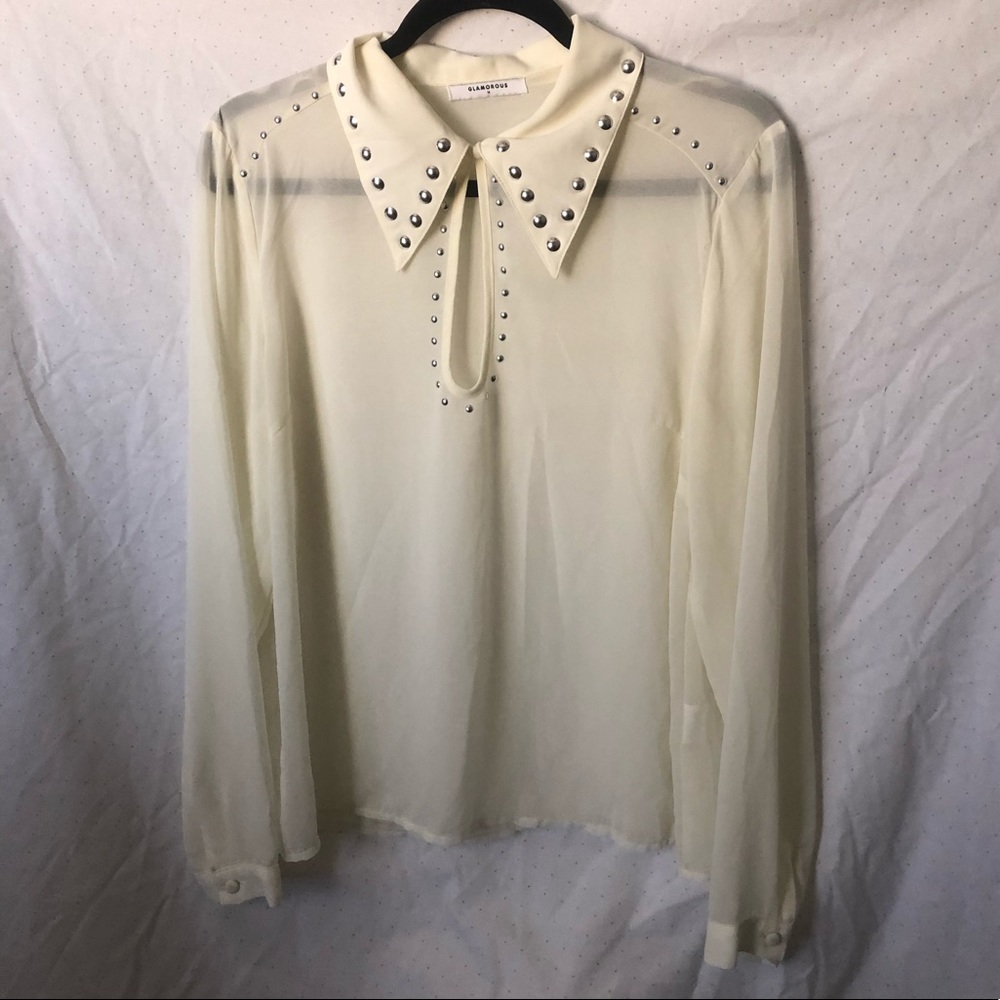 Blouse with Stud Detailing on Collar
